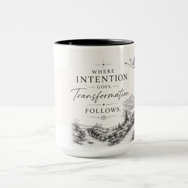 Mugg Där Intention Går Förvandling Följer (Center)