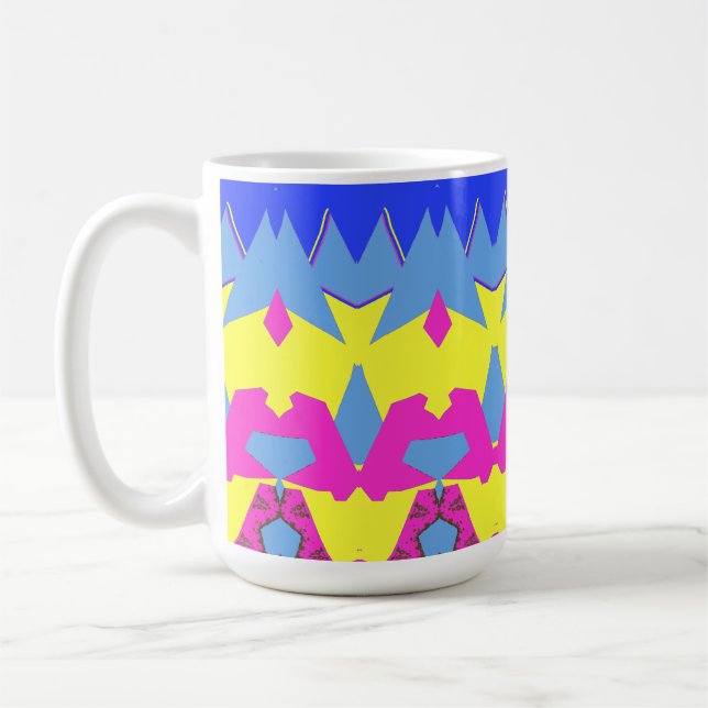 Mugg, En klassisk flerfärgad sömlös mönsterdesign Kaffemugg (Vänster)