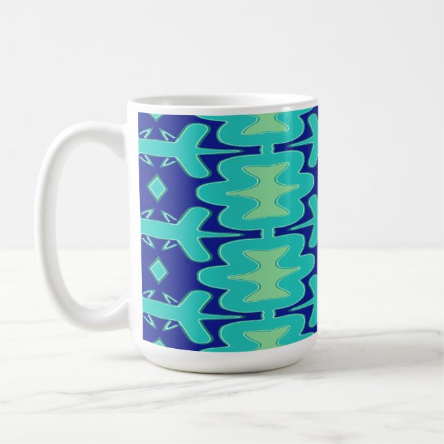 Mugg, en levande flerfärgad sömlös mönsterdesign kaffemugg (Vänster)