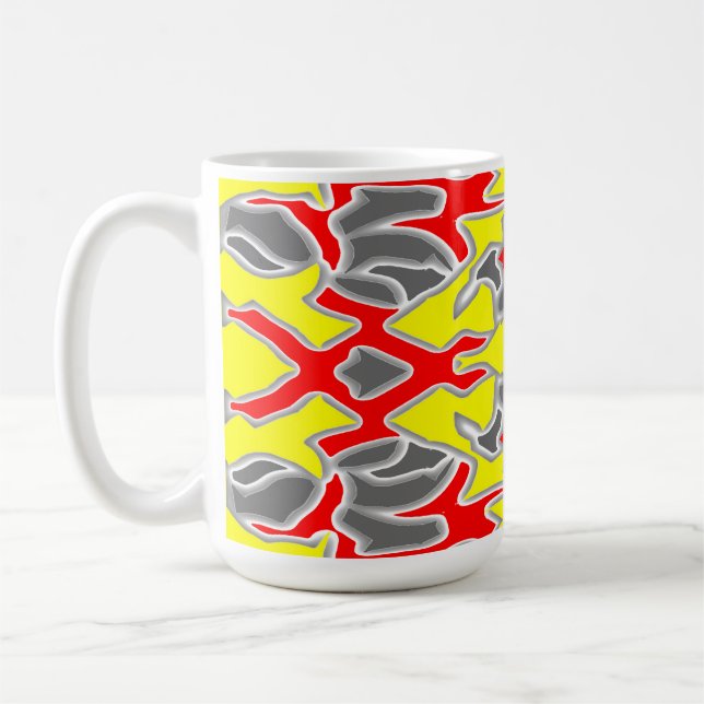 Mugg, en levande flerfärgad sömlös mönsterdesign kaffemugg (Vänster)