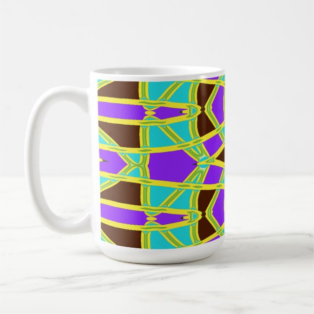 Mugg, en livfull flerfärgad sömlös mönsterdesign kaffemugg (Vänster)