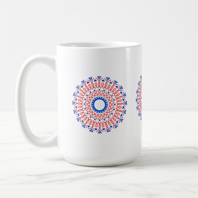 Mugg, en modern multifärgad klassisk mönster-desig kaffemugg (Vänster)