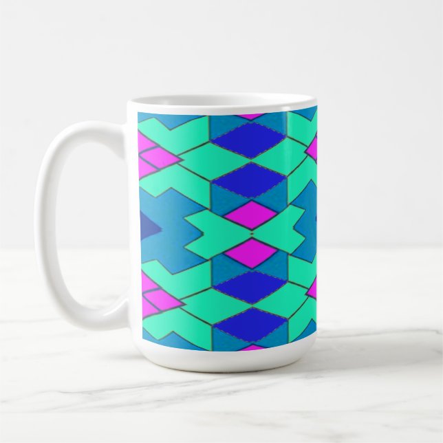 Mugg, en pulserande multifärgad-geometrisk mönster kaffemugg (Vänster)
