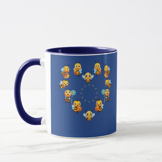 Mugg - EU Flagga Inspired Heart of Bees - Cute Uni (Vänster)