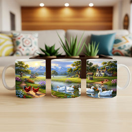 Mugg-figursättning för Pekin Ankor Digital Paintin Kaffemugg