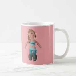 Mugg - Flickdoll på Rosa-bakgrunden
