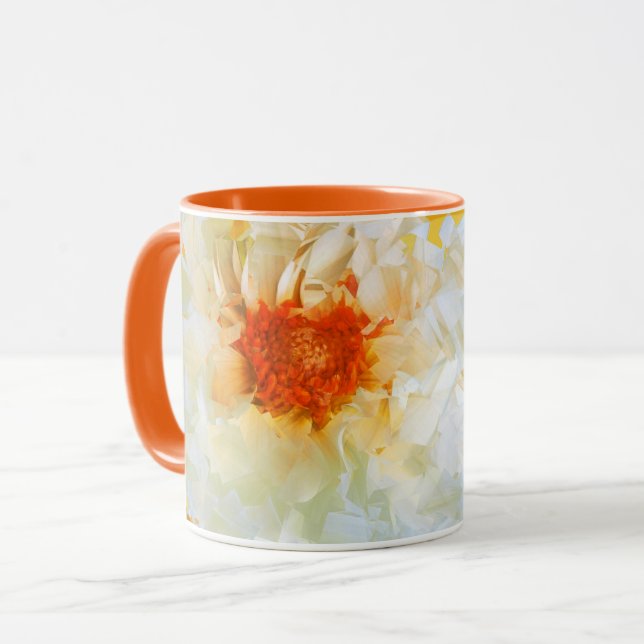Mugg Flowers White Orange Cubist (Framsida vänster)