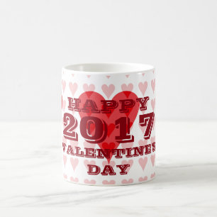 Mugg för 2017 valentines day röd hjärtakaffe vid