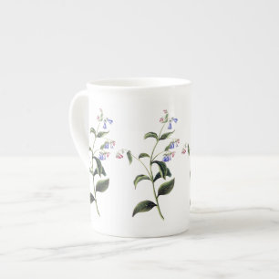 Mugg för benporslin för delikat blåttvildblomma