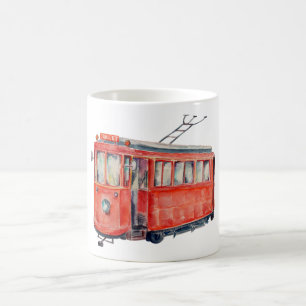 Mugg för bil för Trolley för vattenfärgvintage