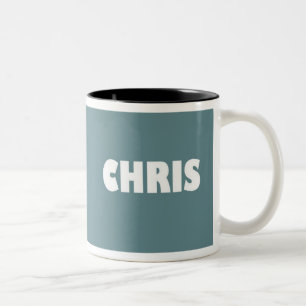 mugg för Blått-grå färg Chris namn