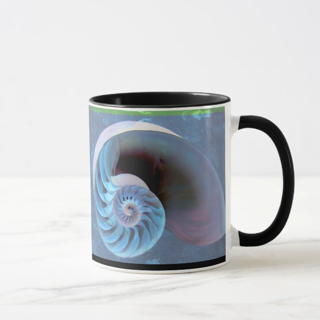 Mugg för Blått-Grönt Nautilusspiral (Höger)