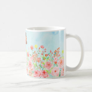 mugg för blomma för vårro- och fjärilsvattenf
