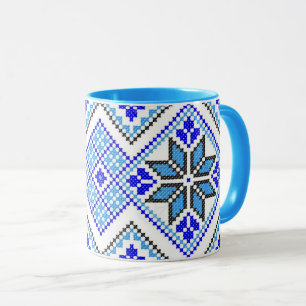 Mugg för broderi för ukrainska Vyshyvanka blått