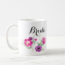 Mugg för brudvattenfärgblommor