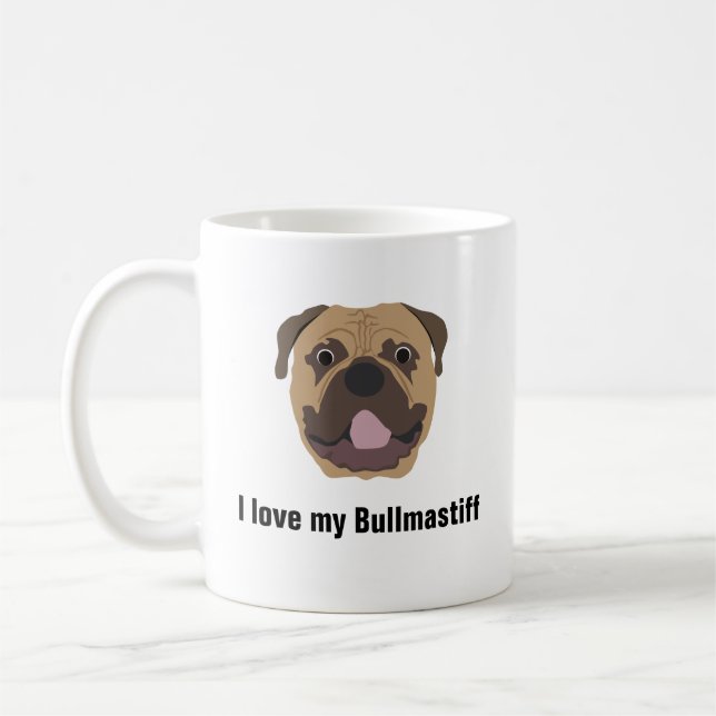 Mugg för Bullmastiff hundkaffe - jag älskar min (Vänster)