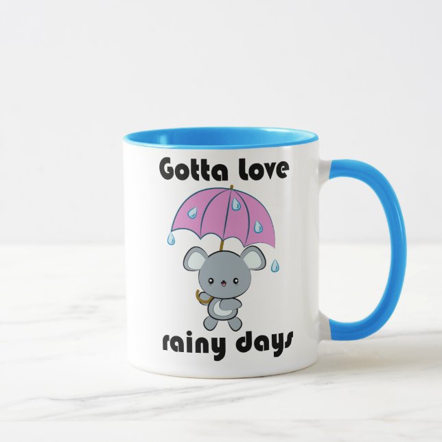 Mugg för dagar för för Kawaii mus och paraply (Höger)