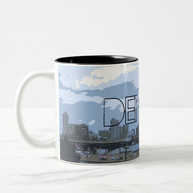 Mugg för Denver Colorado konstnärlig horisontkaffe (Vänster)