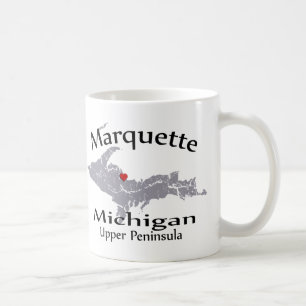 Mugg för design för Marquette Michigan hjärtaka