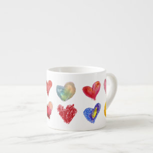 Mugg för espresso för 12 Artsy kärlekhjärtor Espressomugg