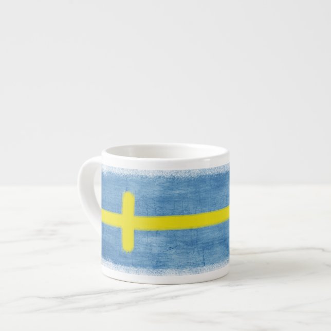 Mugg för espresso för svenskflagga stor espressomugg (Framsida vänster)