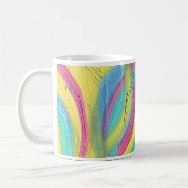 Mugg för färgfylld Abstrakt Brushstrokes (Vänster)