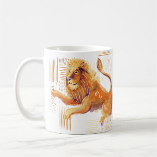 Mugg för födelsedag för Leo Zodiacakvarell