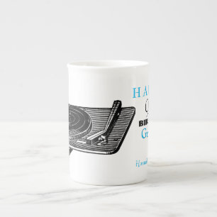 Mugg för födelsedag för vintageskivspelareDJ Benporslin Mugg