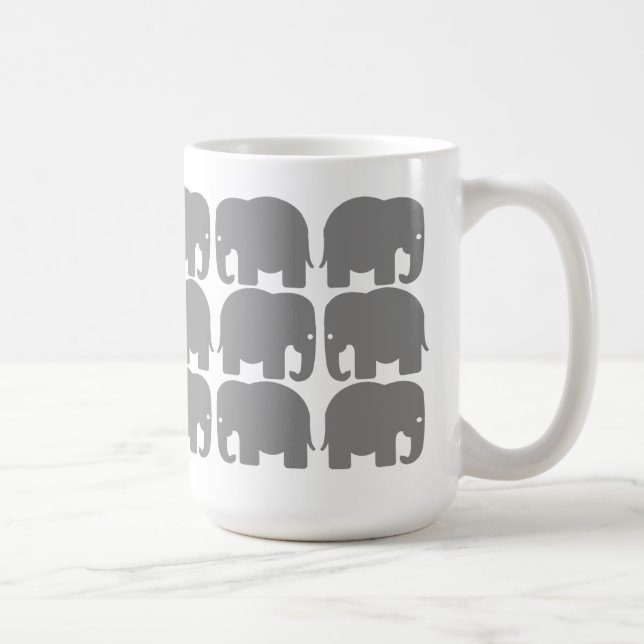 Mugg för grå färgelefantSilhouette (Höger)