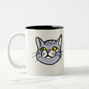 Mugg för grå färgtabby kattteckning