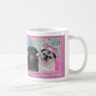 Mugg för grattis på födelsedagenpartymops