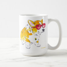 Mugg för hjärtasolglasögonCorgi