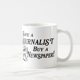 Mugg för journalist för köptidningsspara