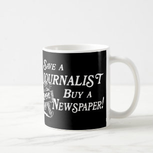 Mugg för journalist för köptidningsspara