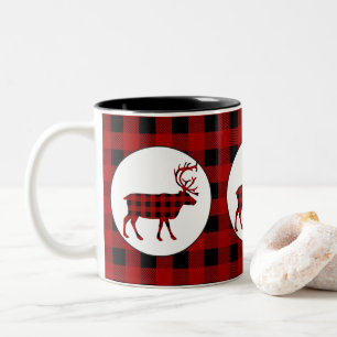 Mugg för kaffe för älg för Lumberjackmönsterl