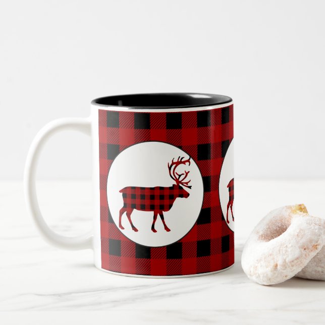 Mugg för kaffe för älg för Lumberjackmönsterland (Med munk)