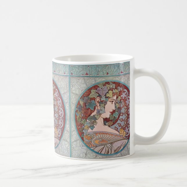 Mugg för kaffe för Alphonse Mucha murgrönaart (Höger)