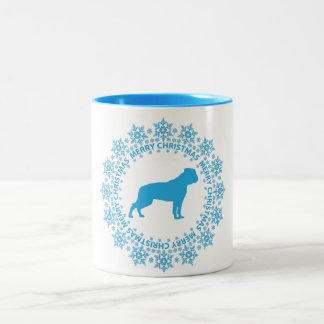 Mugg för kaffe för amerikanbulldogggod jul