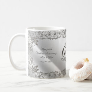 Mugg för kaffe för årsdag för krusidulldiamant