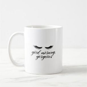 Mugg för kaffe för bra morgon för ögonfranser