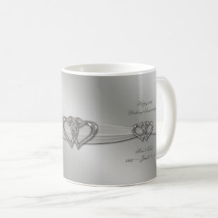 Mugg för kaffe för bröllopsdag för klassikersilver