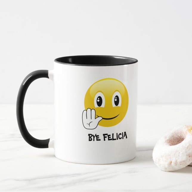 Mugg för kaffe för Emoji ByeFelicia (Med munk)