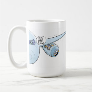 Mugg för kaffe för flyghumortecknad