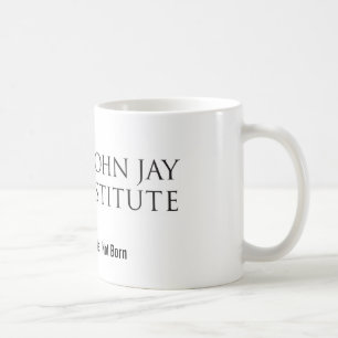 Mugg för kaffe för John Jay institutlogotyp