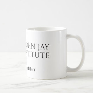 Mugg för kaffe för John Jay institutlogotyp