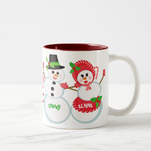 Mugg för kaffe för julsnögubbekärlek Glass