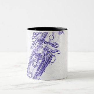 Mugg för kaffe för klarinettblåttteckning