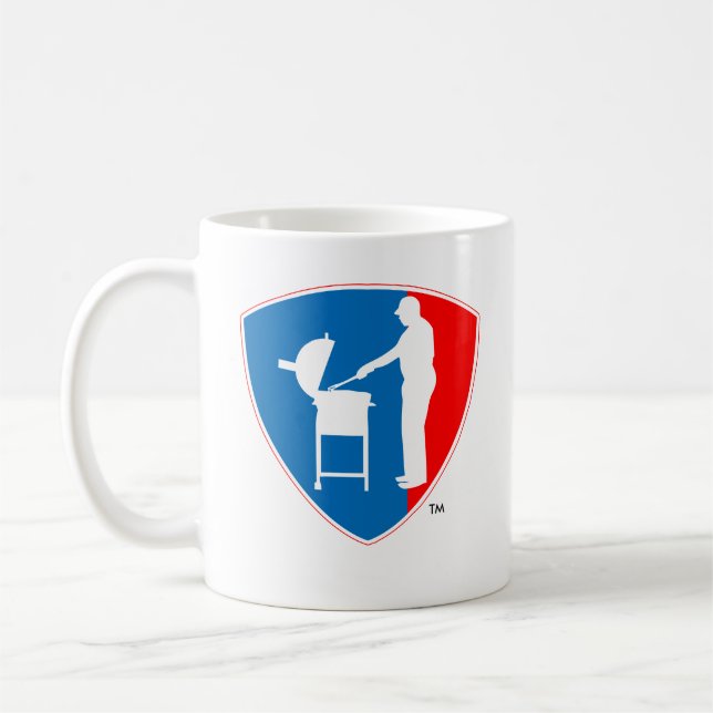 Mugg för kaffe för konkurrensBBQ-logotyp (Vänster)
