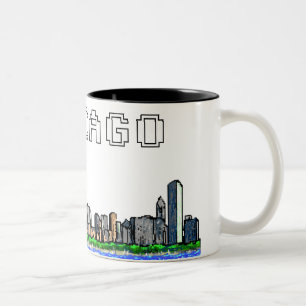 Mugg för kaffe för konst för Chicago horisontPI