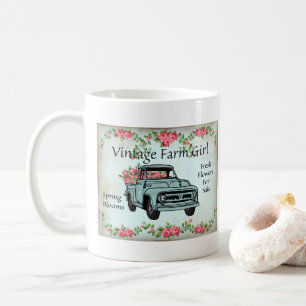 Mugg för kaffe för land för vintagelantgårdfli